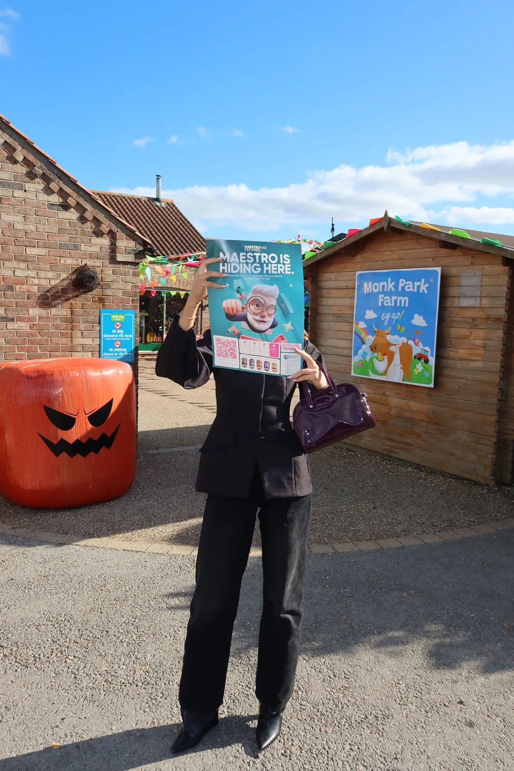 Find Maestro poster at the entrance to Monk Park Farm near Thirsk